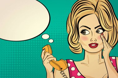Bir retro Evet seksi pop art kadın