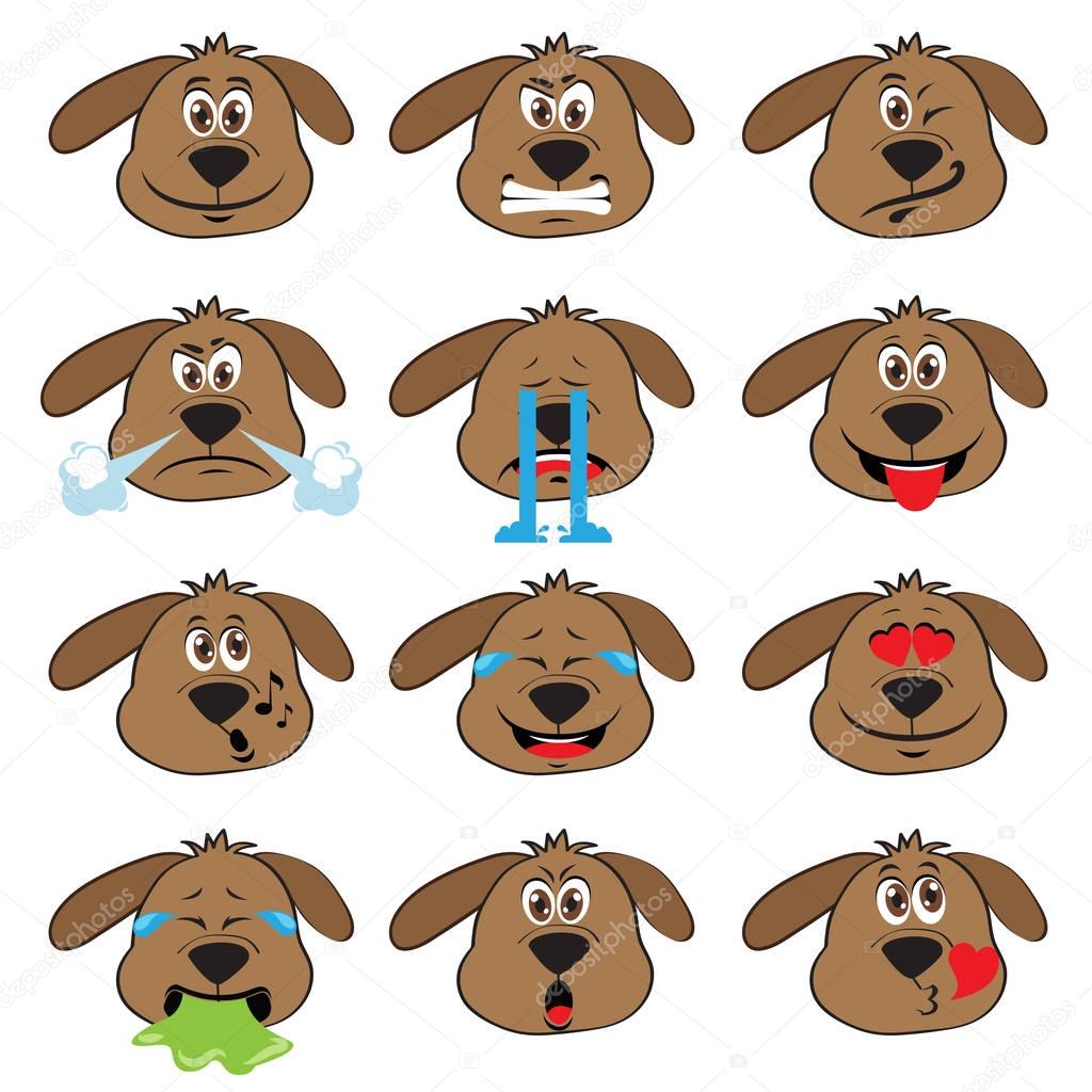 Dog Emojis Set of Emoticons Icons Isolated