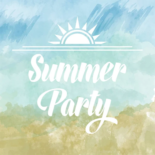 Summer party poster om aquarelle fond — Image vectorielle