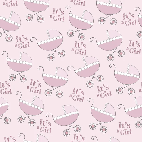 Seamless pattern with pink strollers — Stock Vector