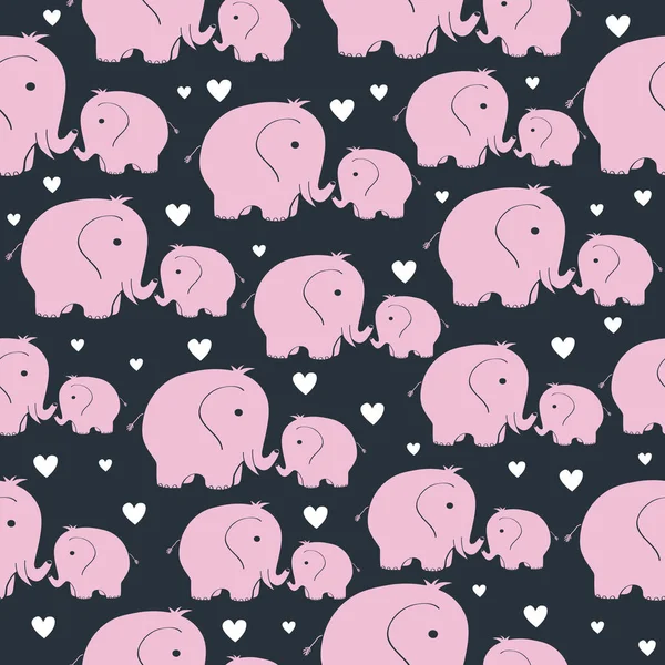 Seamless pattern with morher and baby elephant — Stock Vector