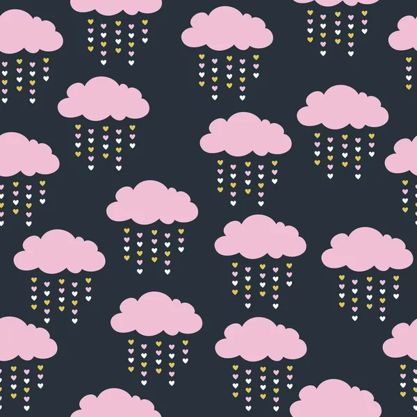Seamless pattern with pink clouds — Stock Vector