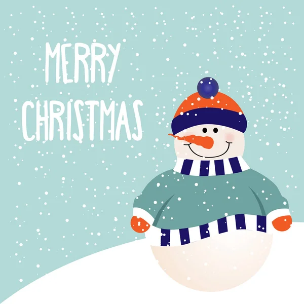 Χριστουγεννιάτικη κάρτα με χιονάνθρωποι — Διανυσματικό Αρχείο