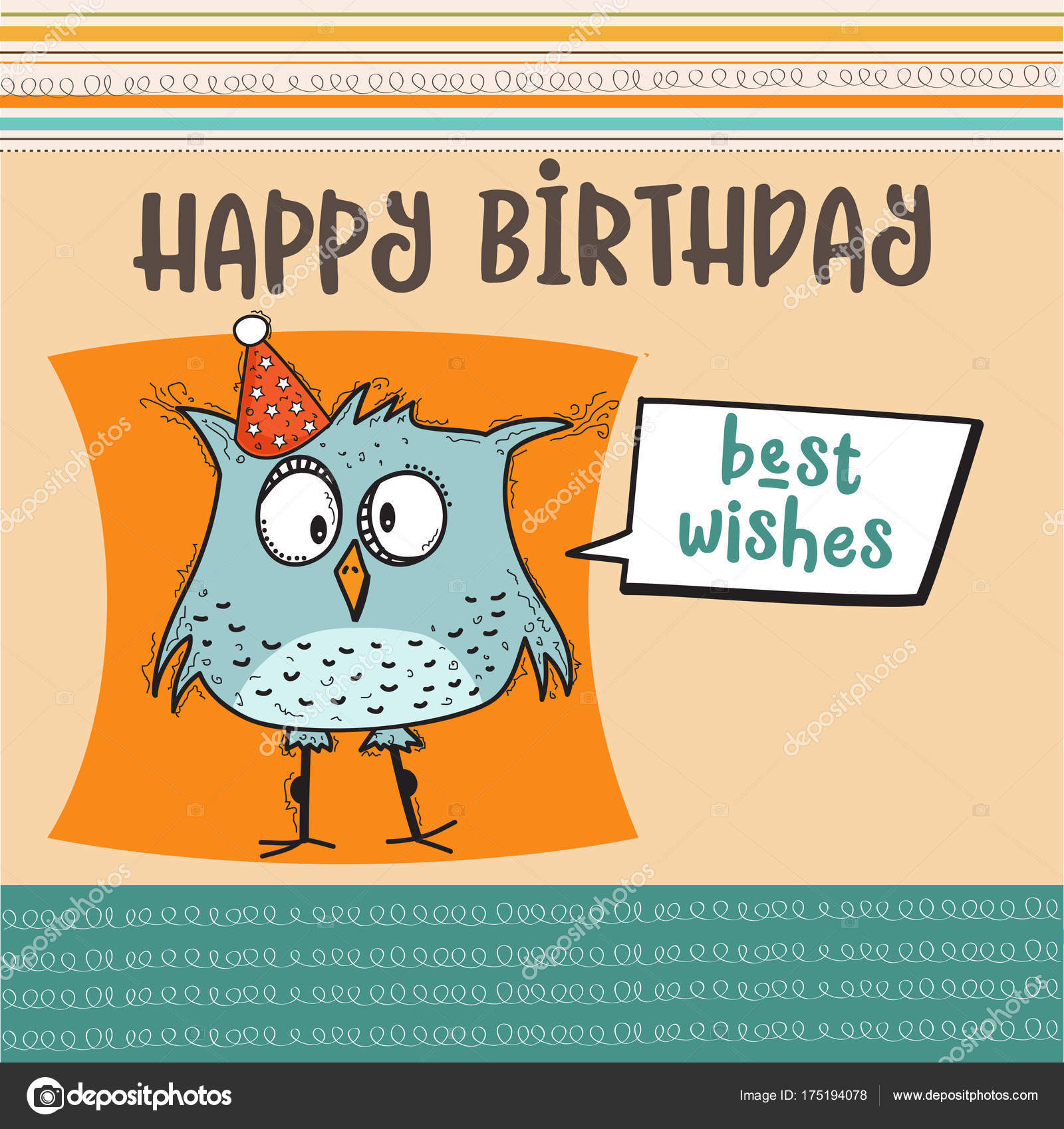 Carte De Joyeux Anniversaire Avec Doodle Drole Oiseau Image Vectorielle Claudiabalasoiu C