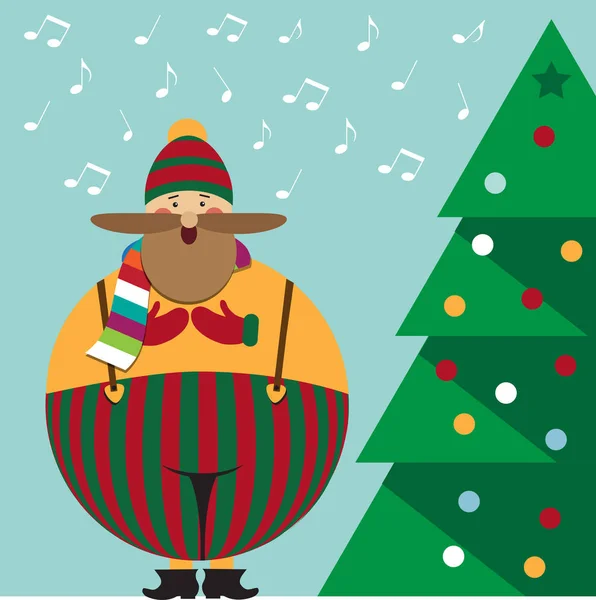 Χαριτωμένο Χριστουγεννιάτικη κάρτα με αστεία λίπος Christmas carol — Διανυσματικό Αρχείο