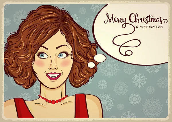 セクシーなサンタと美しいレトロなクリスマス カード — ストックベクタ