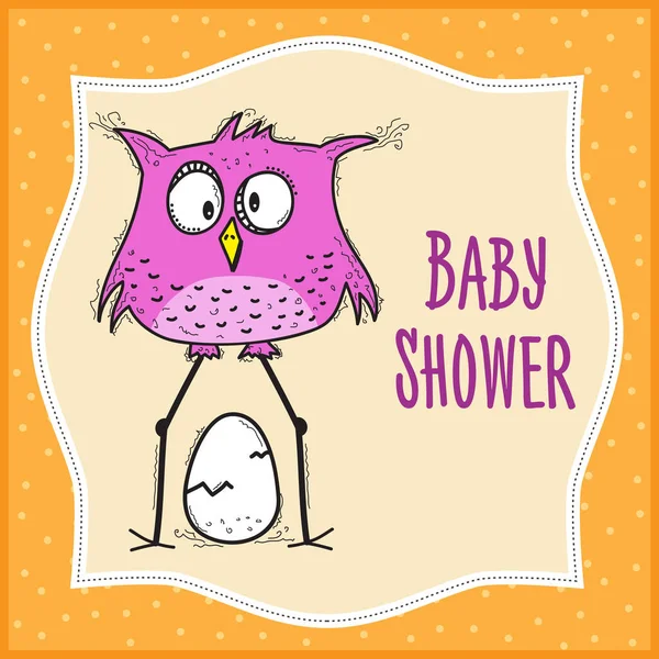 Baby Shower Card Template Funny Doodle Bird Vector Format — Stock Vector