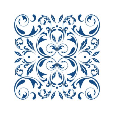 Arabesk elemanları ile oryantal vektör kare süsleme