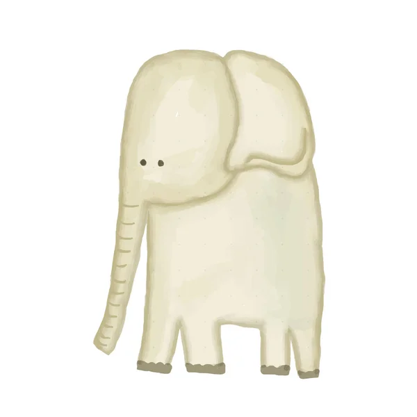 Garabato, elefante acuarela dibujado a mano aislado en fondo blanco — Vector de stock