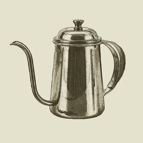 Hand drawn vintage kettle — Stock Vector