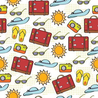 Doodle karikatür seamless modeli yaz tatil kavramı