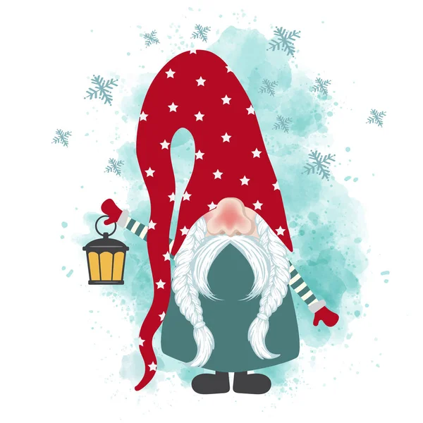 Χριστουγεννιάτικη κάρτα με gnome — Διανυσματικό Αρχείο
