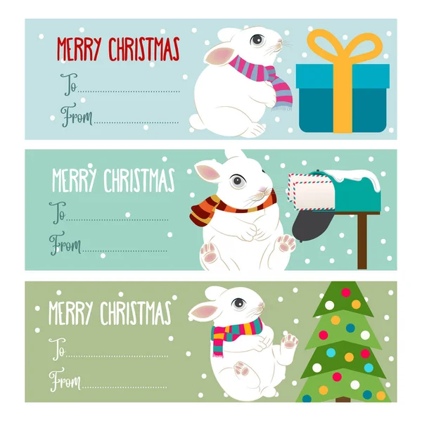 Cute płaski design Christmas labels kolekcja dla presetów z r — Wektor stockowy