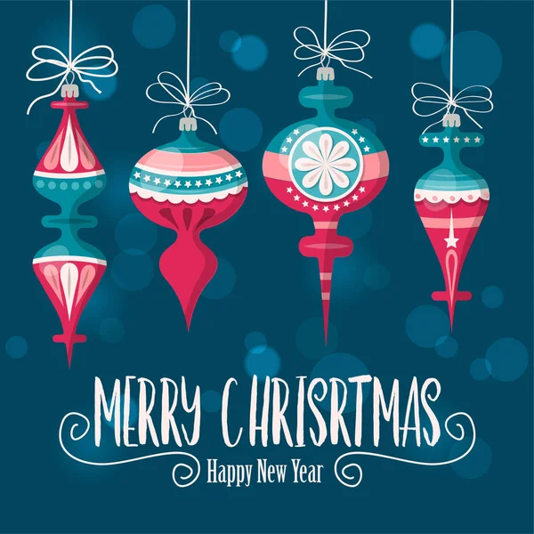 Christmas card with  balls . Christmas background. Flat design. — Stock Vector