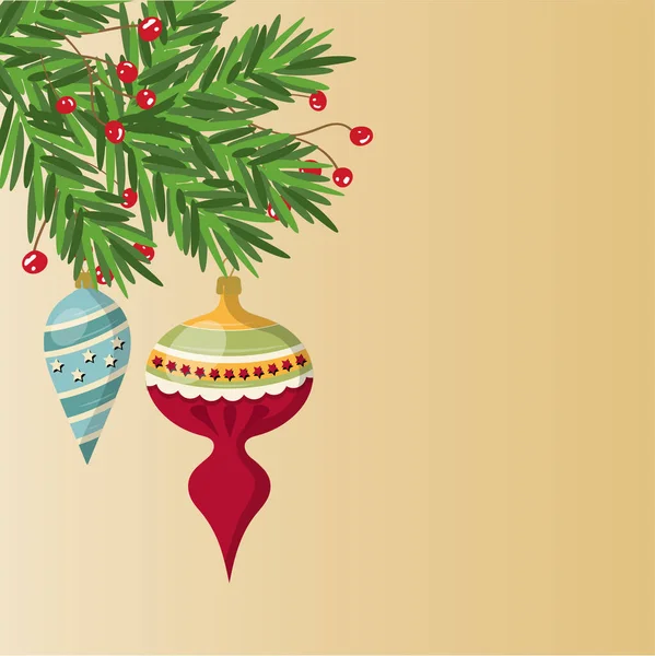 Delicate customizable Christmas card with balls — Stok Vektör