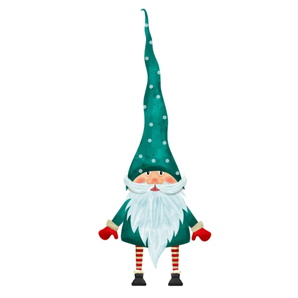 Aquarelle Noël gnome isolé sur fond blanc. Vecteur — Image vectorielle