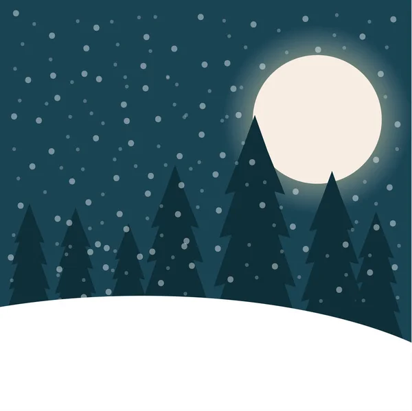 Hermoso diseño plano paisaje de Navidad — Vector de stock