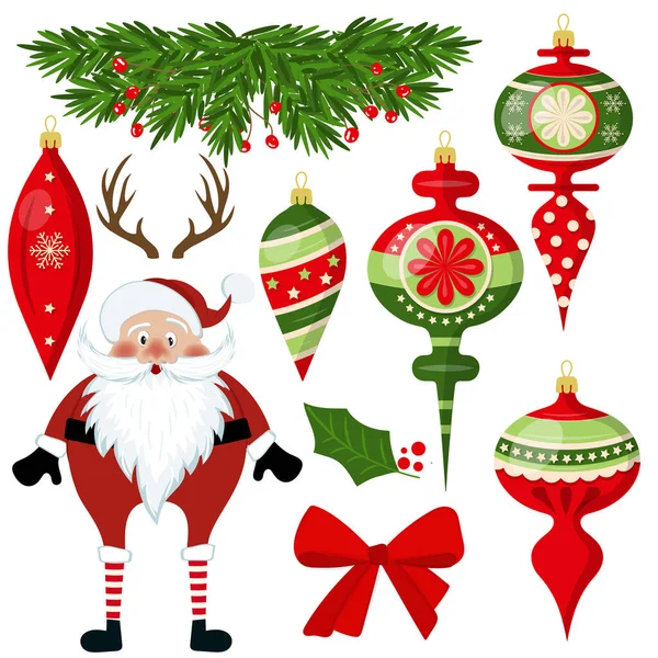 Design piatto collezione di articoli di Natale isolato su sfondo bianco — Vettoriale Stock