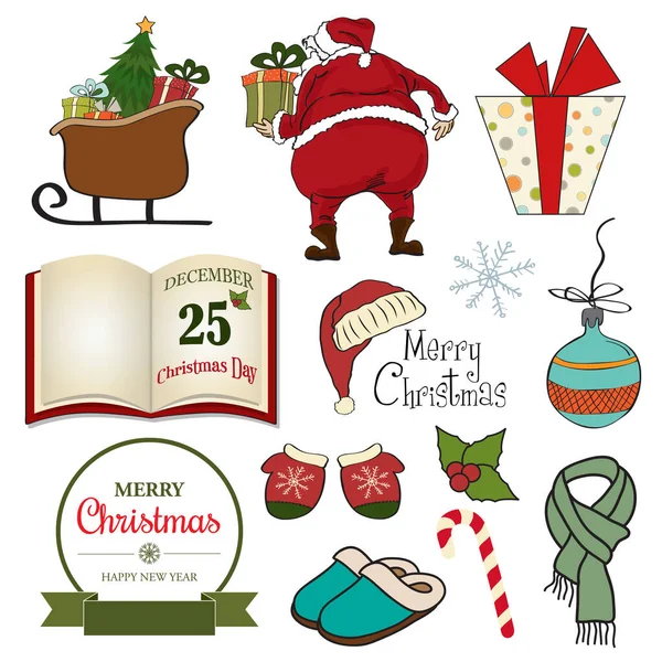 Huge Christmas items collection isolated on white — Stock Vector