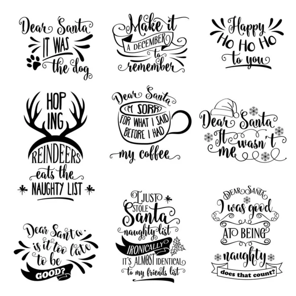 Huge Christmas quotes collection isolated on white. Vector — Stok Vektör