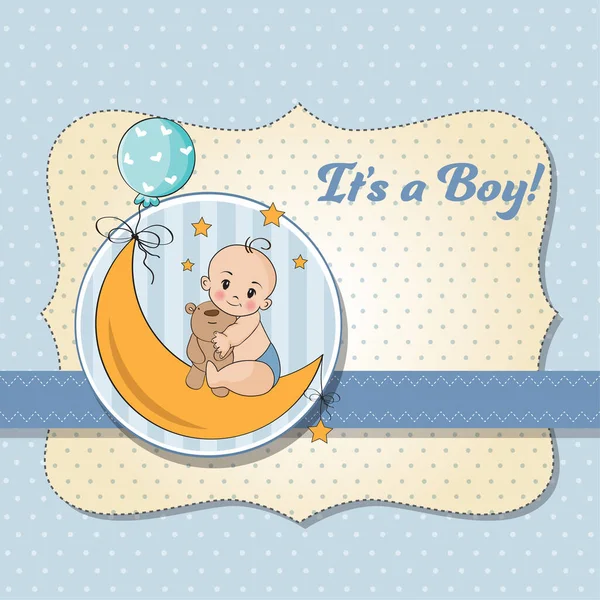 Copil băiat carte de duș — Vector de stoc