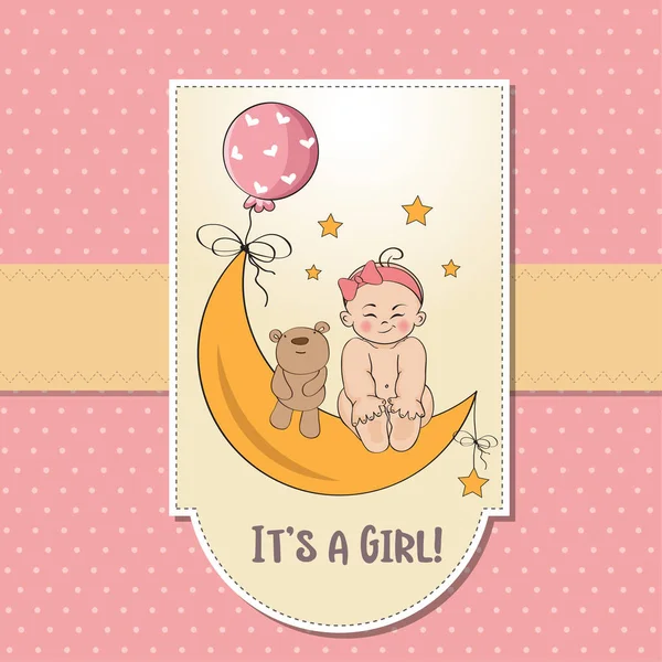 Baby girl shower card — Stock Vector