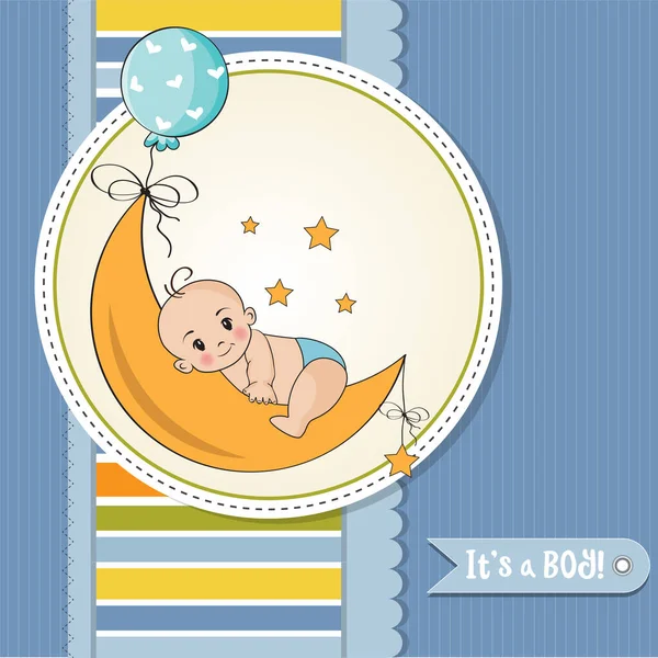 Baby jongen douche kaart — Stockvector