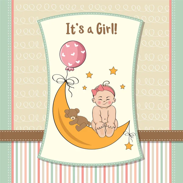 Baby Mädchen Dusche Karte — Stockvektor