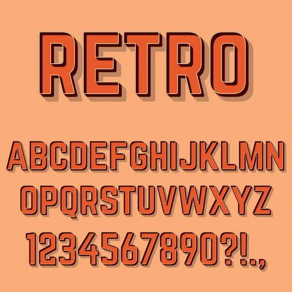 Letras Números Símbolos Alfabeto Retro Tipografia Retrô Vetor — Vetor de Stock