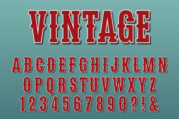Vintage Alphabet Letters Numbers Symbols Retro Typography Vector — Stock Vector