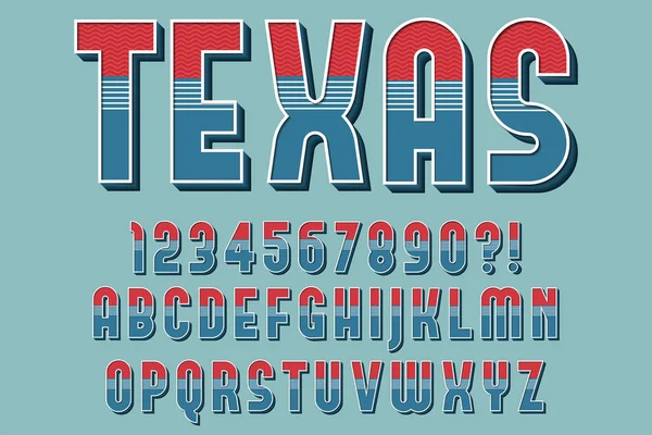Letras Números Símbolos Clássicos Alfabeto Retrô Cores Americanas Tipografia Vetor — Vetor de Stock