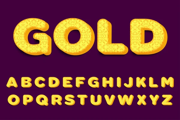 Luxo Ouro Alfabeto Letras Números Símbolos Doce Tipografia Vetor — Vetor de Stock