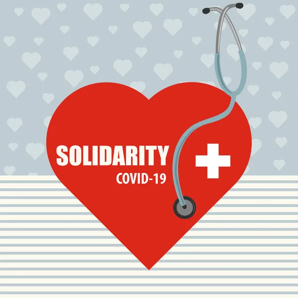 Solidaritas Dengan Dokter Poster Coronavirus Solidaritas Covid Vektor - Stok Vektor