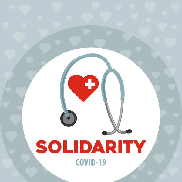 Solidaritas Dengan Dokter Poster Coronavirus Solidaritas Covid Vektor - Stok Vektor