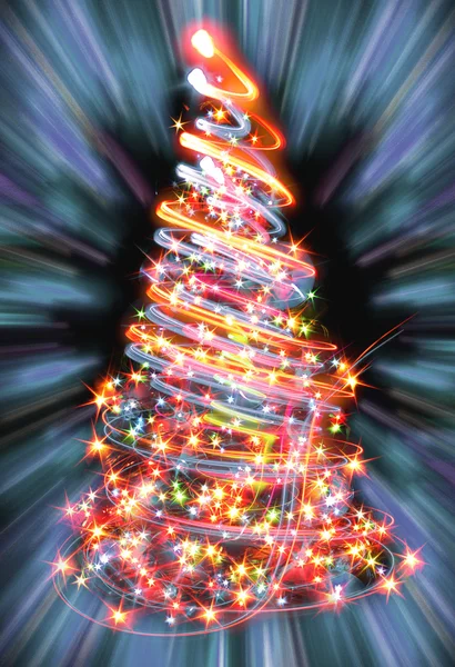 Kerstboom in de nacht — Stockfoto