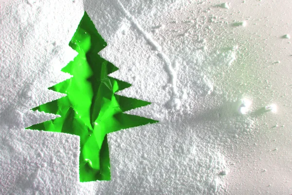 Christmas tree from the paper and snow — Stock Photo, Image