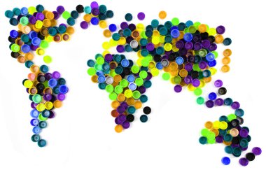 Dünya haritasından plastik kapaklar