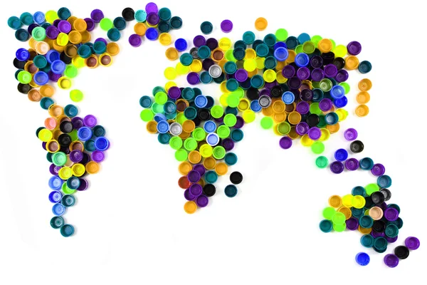 World map from plastic caps — Stock Photo, Image