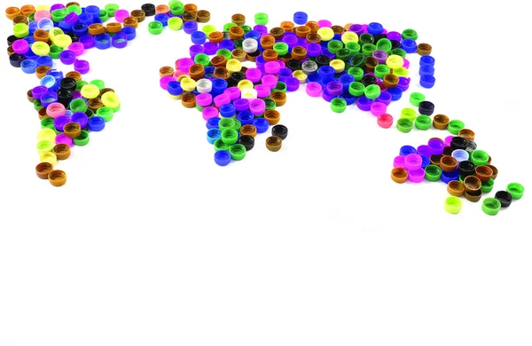 World map from plastic caps — Stock Photo, Image