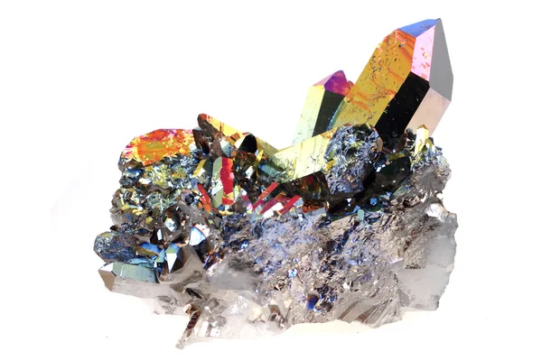 Krystal s povrchem kovu rainbow — Stock fotografie