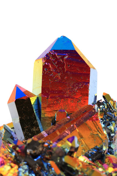 crystal with metal rainbow surface