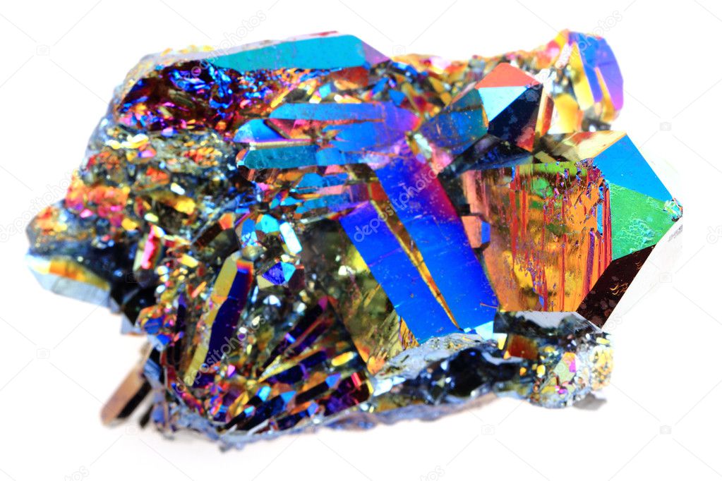 crystal with metal rainbow surface