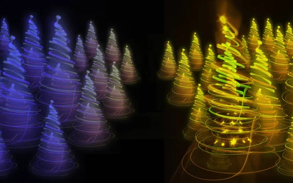 Xmas forest from lights — Stock Photo, Image