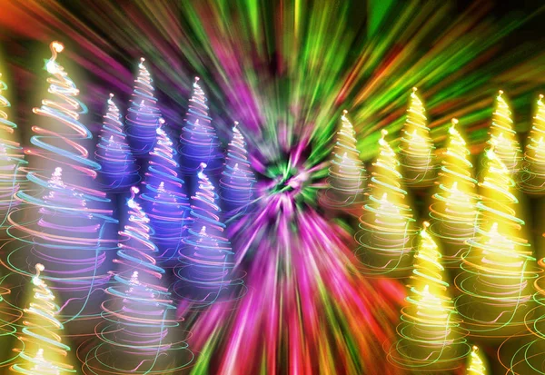 Xmas forest from lights — Stock Photo, Image