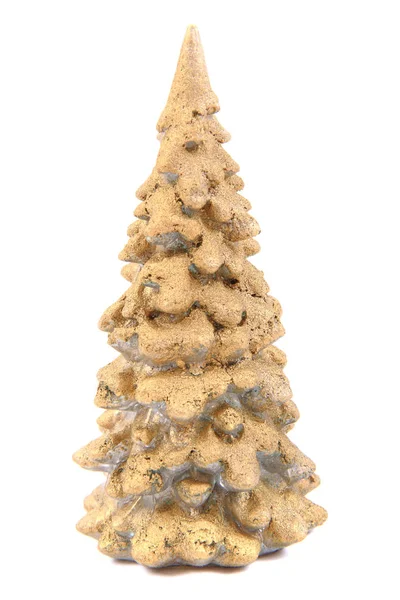 Gold-Weihnachtsbaum isoliert — Stockfoto