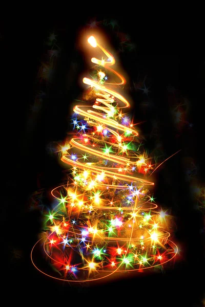 Árvore de Natal das luzes de Natal — Fotografia de Stock