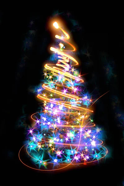 Xmas tree from the christmas lights — Stock Photo, Image