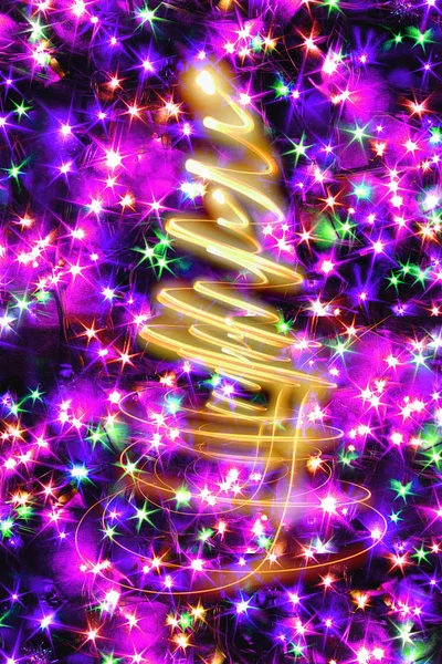 Xmas tree from the christmas lights — Stock Photo, Image