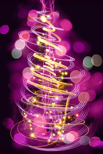 Xmas tree from the christmas lights — Stock Photo, Image