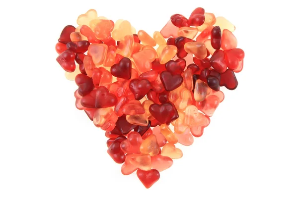Jelly candy hearts as big heart — Stok Foto